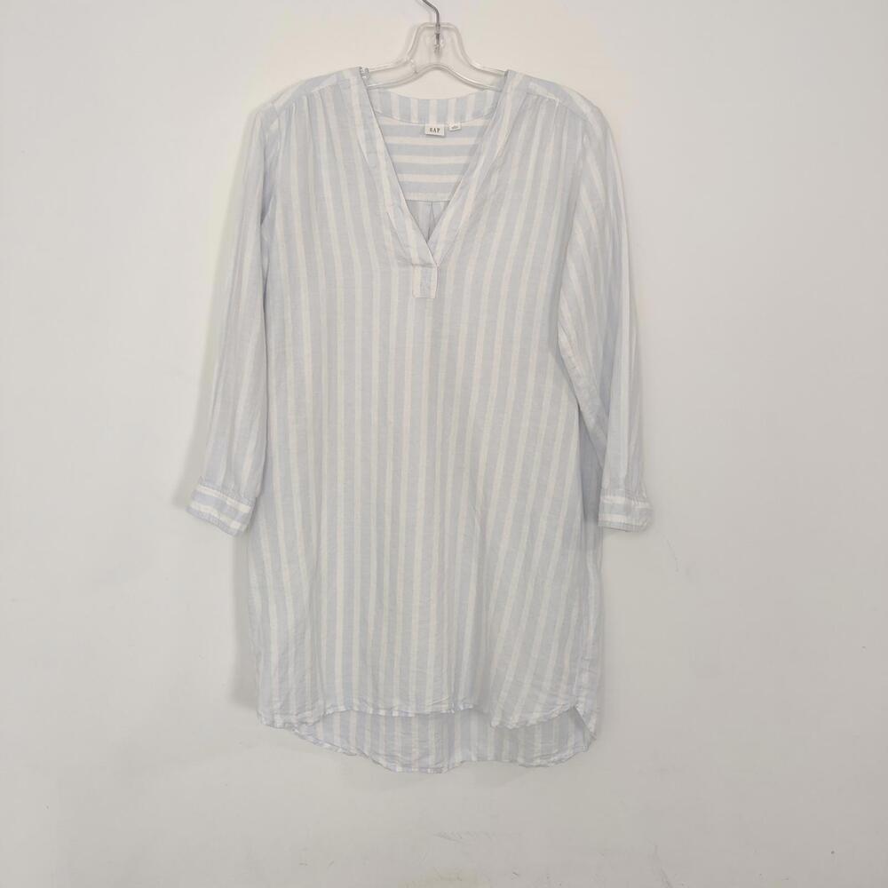 Gap Women's Oversized Lilac Striped Linen Tunic Size Medium Old Money
